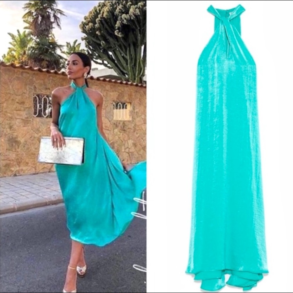 Zara satin effect halter dress size XS NWT